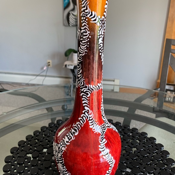 Hand painted one of a kind ceramic, wood vase. New - Picture 3 of 9